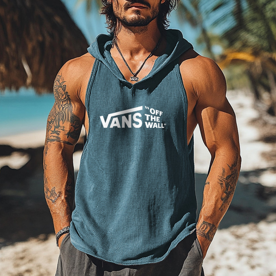 

Fashion Vacation Lettering Printed Hooded Vest