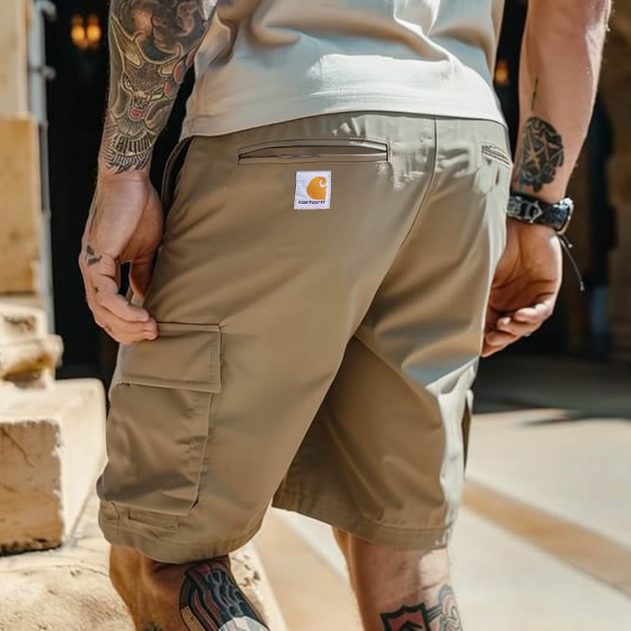 

Men's Vintage Outdoor Surfing Workwear Khaki Cargo Shorts Craft Shorts