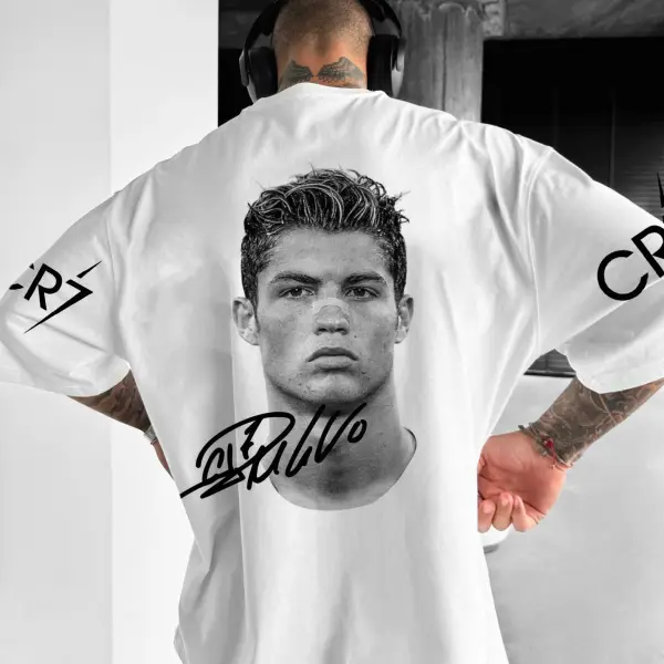 Unisex Sports Casual Football Legend Star Logo Print Oversized T-shirt - Ootdyouth.com 