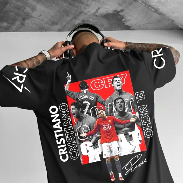 Unisex Sports Casual Football Legend Star Logo Print Oversized T-shirt - Ootdyouth.com 