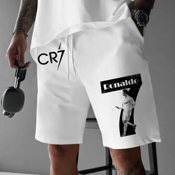 Sports Casual Football Legend Star Logo Print Casual Shorts - Ootdyouth.com 