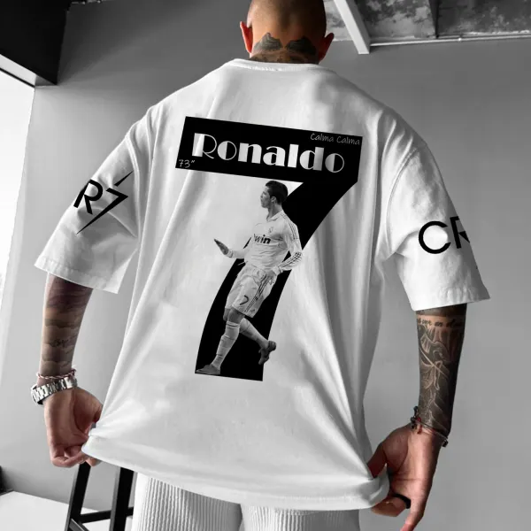 Unisex Sports Casual Football Legend Star Logo Print Oversized T-shirt - Ootdyouth.com 