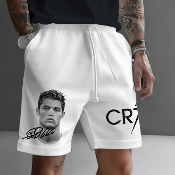 Sports Casual Football Legend Star Logo Print Casual Shorts - Ootdyouth.com 