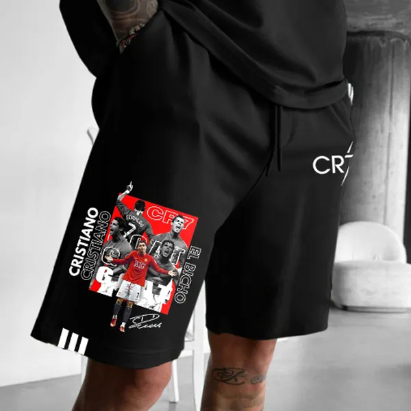 Sports Casual Football Legend Star Logo Print Casual Shorts - Ootdyouth.com 