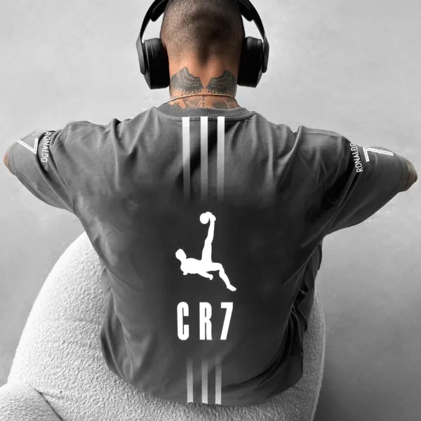 Unisex Sports Casual Football Legend Star Logo Print Oversized T-shirt - Ootdyouth.com 