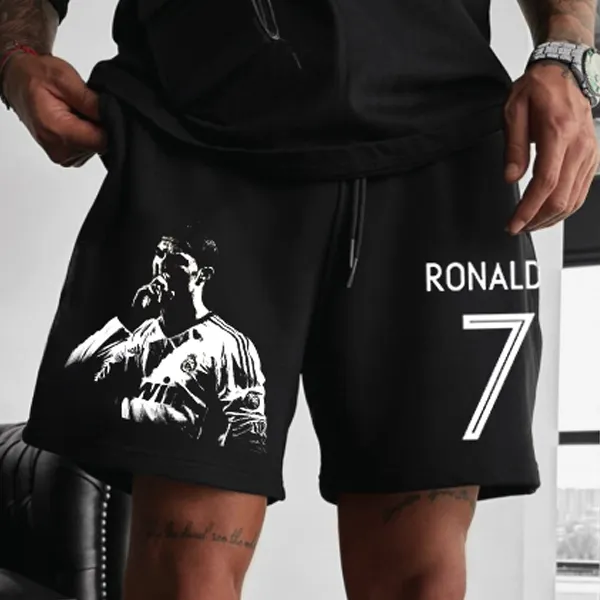 Sports Casual Football Legend Star Logo Print Casual Shorts - Ootdyouth.com 