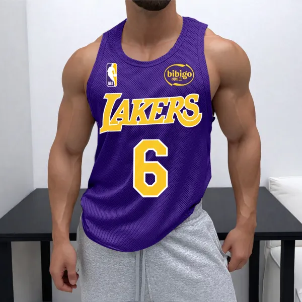 Men's Casual Basketball Print Vest Basketball Print Vest Quick-drying Sports Vest Los Angeles, California, USA - Ootdyouth.com 