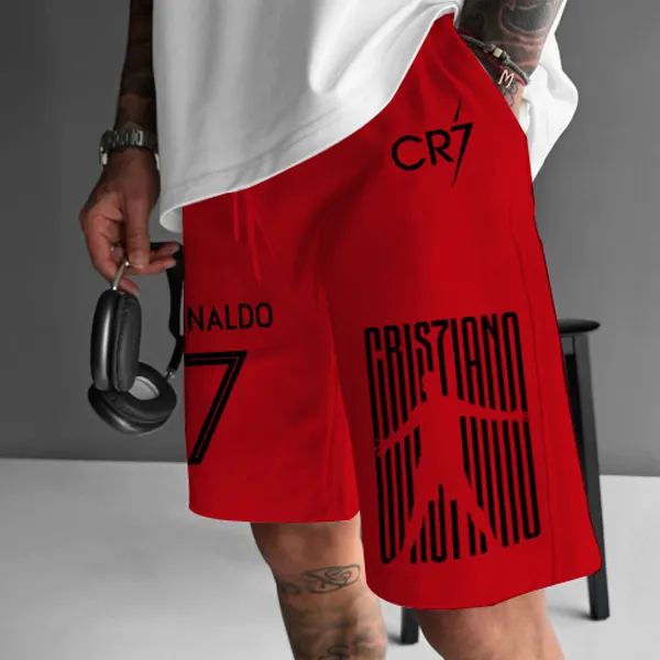 Sports Casual Football Legend Star Logo Print Casual Shorts - Ootdyouth.com 