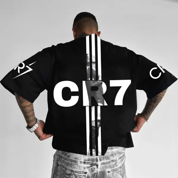 Unisex Sports Casual Football Legend Star Logo Print Oversized T-shirt - Ootdyouth.com 
