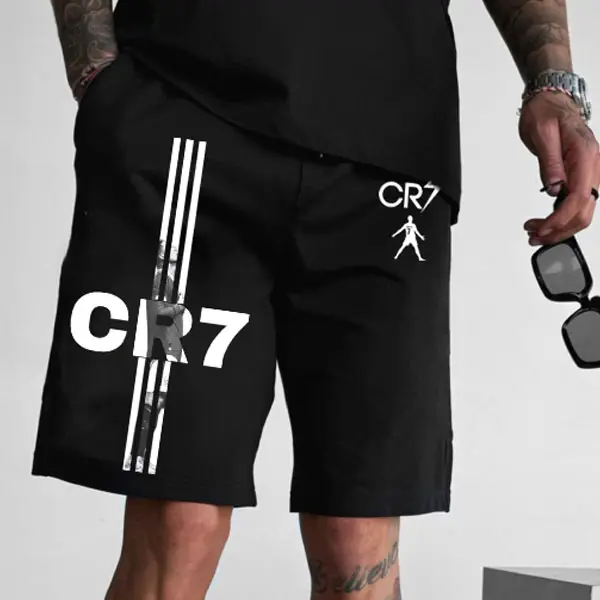 Sports Casual Football Legend Star Logo Print Casual Shorts - Ootdyouth.com 