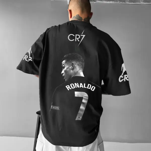 Unisex Sports Casual Football Legend Star Logo Print Oversized T-shirt - Ootdyouth.com 