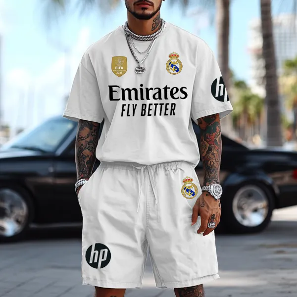 Street Football Print T-Shirt Shorts Set - Ootdyouth.com 