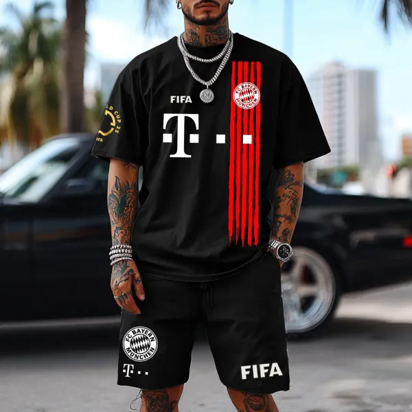 Fashion Street Football Print Oversized Suit - Ootdyouth.com 