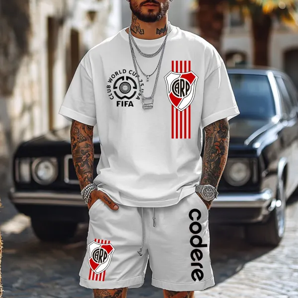 Men's Street Football Print Oversized Suit - Ootdyouth.com 