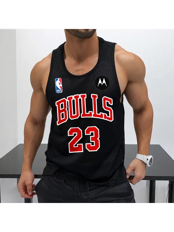 Men's Casual Basketball Print Vest Chicago, Illinois, USA Basketball Print Vest Quick-drying Sports Vest - Aptkoi.com 