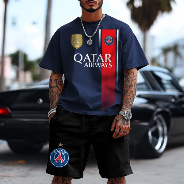 Fashionable Football Print Oversized Two-piece Suit - Ootdyouth.com 