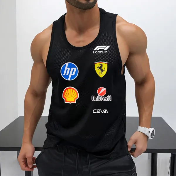 Men's Casual Racing Printed Mesh Vest Quick Dry Sports Vest - Ootdyouth.com 