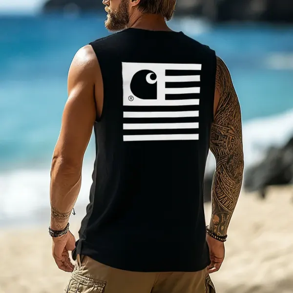 Unisex Vintage Beach Vacation Surf Logo Print Tank Top - Ootdyouth.com 