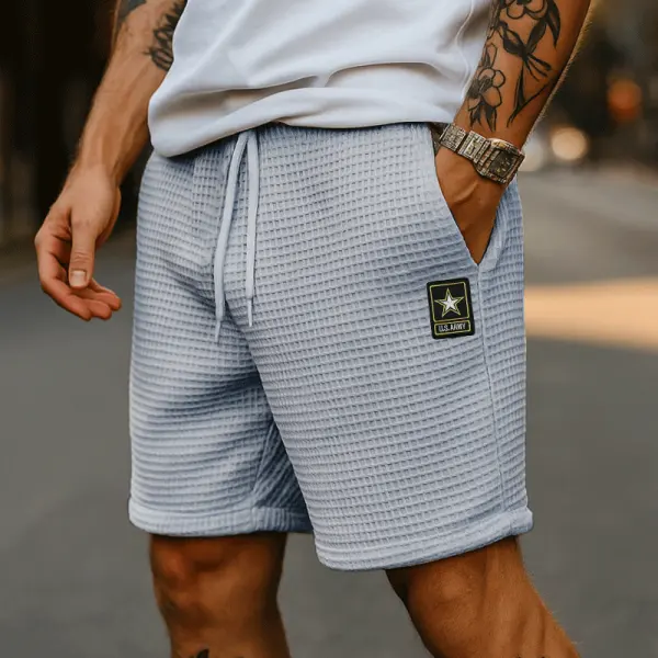 Comfortable Waffle Knit Shorts With Iconic Patch Design - Wayrates.com 