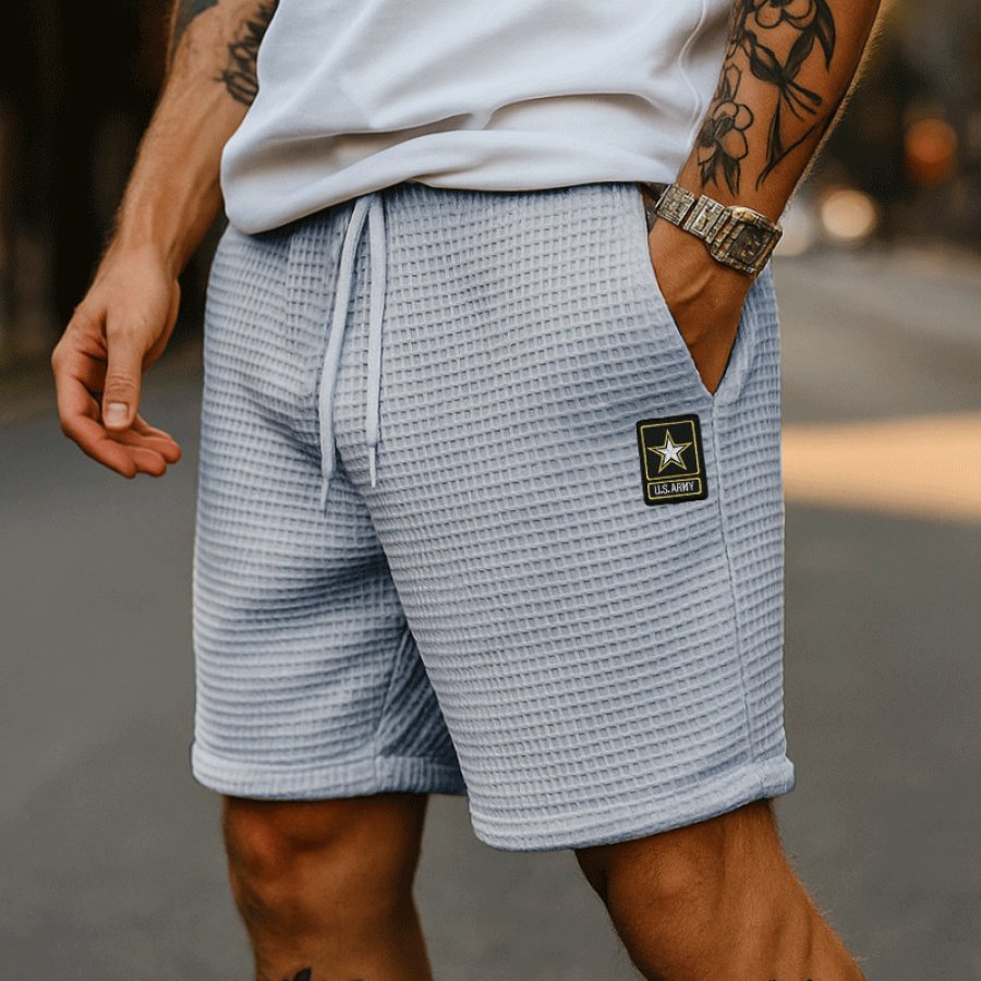 

Comfortable Waffle Knit Shorts With Iconic Patch Design