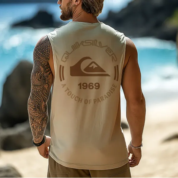 Unisex Vintage Beach Vacation Surf Logo Print Tank Top - Ootdyouth.com 