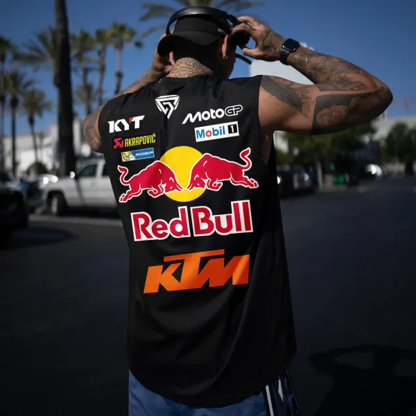Unisex Oversized Racing Print Vest Motorcycle Print Sleeveless Tee - Ootdyouth.com 