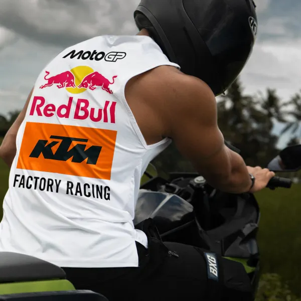 Unisex Oversized Racing Print Vest Motorcycle Print Sleeveless Tee - Ootdyouth.com 