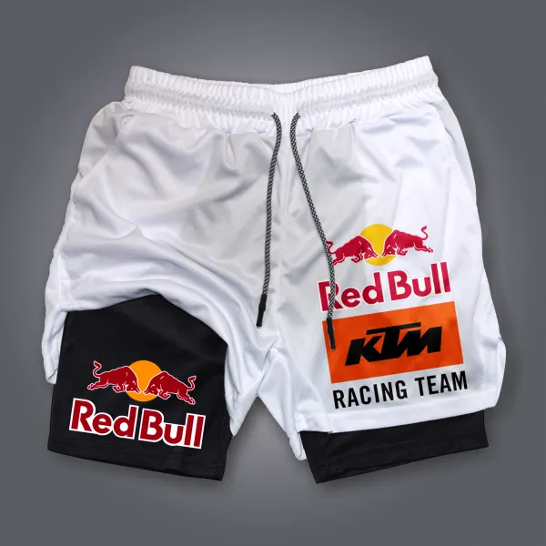 Racing Print Double Layer Shorts Motorcycle Print Shorts Fitness Sports Outdoor Shorts - Ootdyouth.com 
