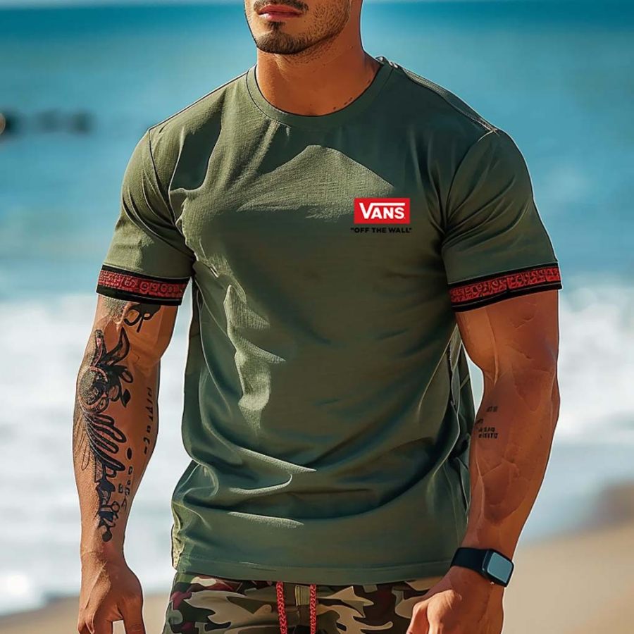

Men's Vintage Surfing Ethnic Aztec Print Crew Neck Short Sleeve T-Shirt