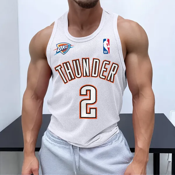 Men's Casual Basketball Print Vest Basketball Print Vest USA Oklahoma City Basketball Print Quick-drying Sports Vest - Ootdyouth.com 