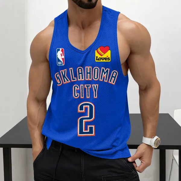 Men's Casual Basketball Print Vest Basketball Print Vest USA Oklahoma City Basketball Print Quick-drying Sports Vest - Ootdyouth.com 