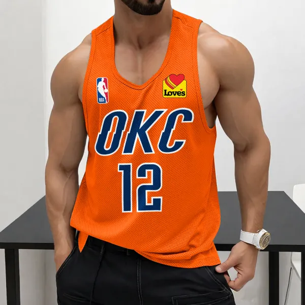 Men's Casual Basketball Print Vest Basketball Print Vest USA Oklahoma City Basketball Print Quick-drying Sports Vest - Ootdyouth.com 