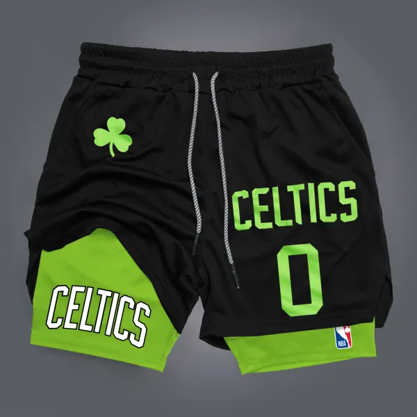 Men's Casual Basketball Print Double Mesh Sports Shorts USA Massachusetts Boston Basketball Print Quick-drying Sports Sh - Ootdyouth.com 