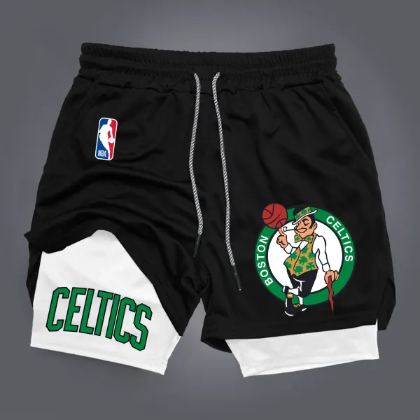 Men's Casual Basketball Print Double Mesh Sports Shorts USA Massachusetts Boston Basketball Print Quick-drying Sports Sh - Ootdyouth.com 