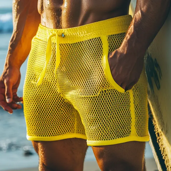 Men's Seaside Holiday Casual Breathable Mesh Shorts Party Sexy Shorts - Ootdyouth.com 