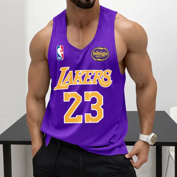 Men's Casual Basketball Print Vest Basketball Print Vest Quick-drying Sports Vest Los Angeles, California, USA - Ootdyouth.com 