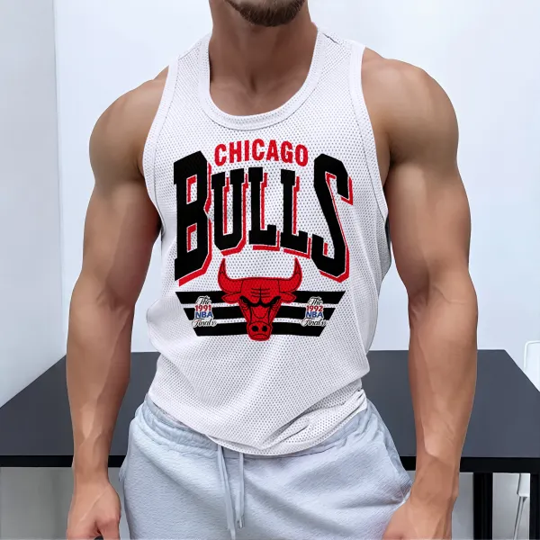 Men's Casual Basketball Print Vest Chicago, Illinois, USA Basketball Print Vest Quick-drying Sports Vest - Ootdyouth.com 