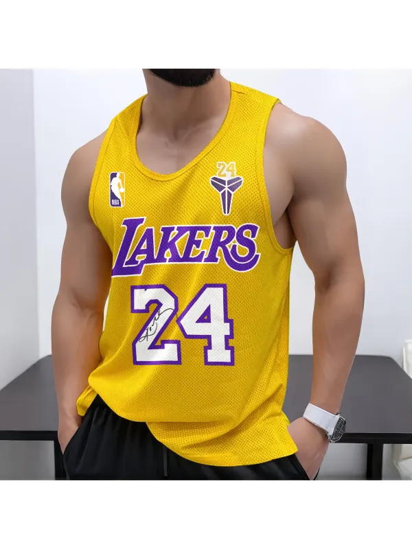 Men's Casual Basketball Print Vest Basketball Print Vest Quick-drying Sports Vest Los Angeles, California, USA - Ootdmw.com 