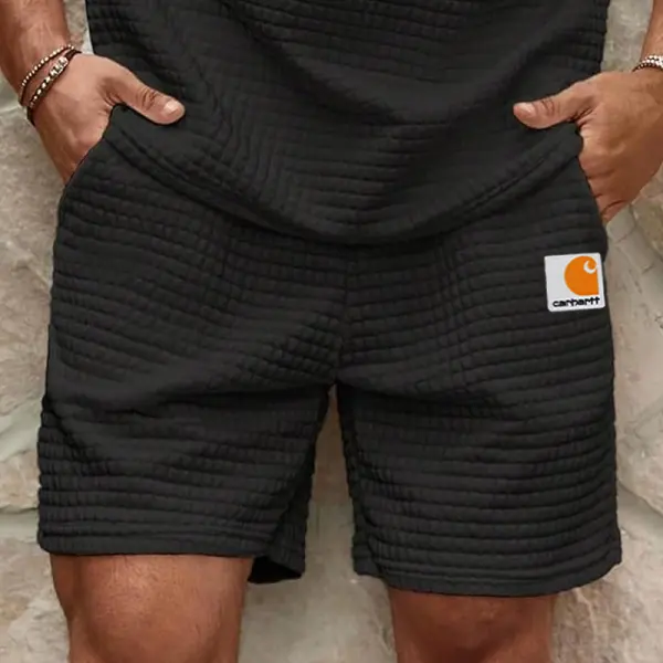 Men's Vintage Label Waffle Shorts Casual Wear - Ootdyouth.com 