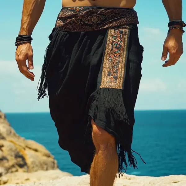 Men's Linen Shorts Ethnic Style Shorts Holiday Comfortable Casual Breathable Shorts - Ootdyouth.com 