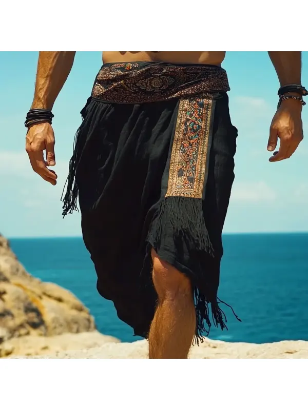 Men's Linen Shorts Ethnic Style Shorts Holiday Comfortable Casual Breathable Shorts - Aptkoi.com 