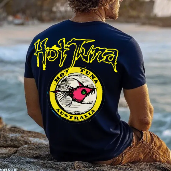 Men's Retro Surf Loose Pattern Short Sleeve T-shirt Top - Ootdyouth.com 