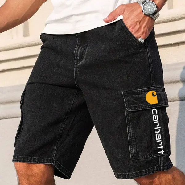 Men's Vintage Washed Denim Cargo Shorts - Ootdyouth.com 