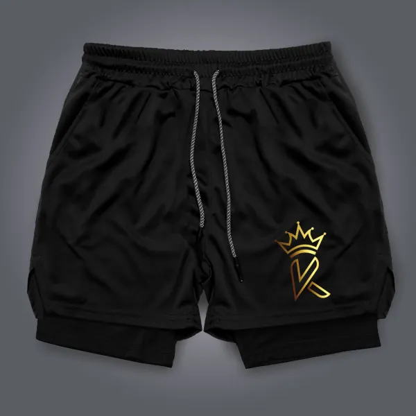 Men's And Women's Casual King Print Double Mesh Shorts T-shirt Fitness Shorts - Ootdyouth.com 