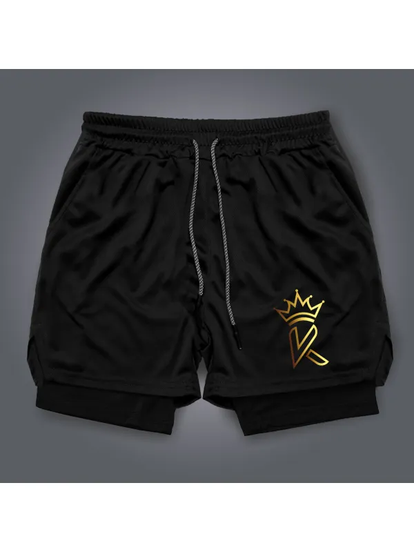 Men's And Women's Casual King Print Double Mesh Shorts T-shirt Fitness Shorts - Ootdmw.com 