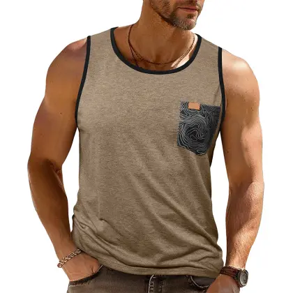 Men's Fashionable Tank Top With Unique Pocket Sleeveless T Shirt