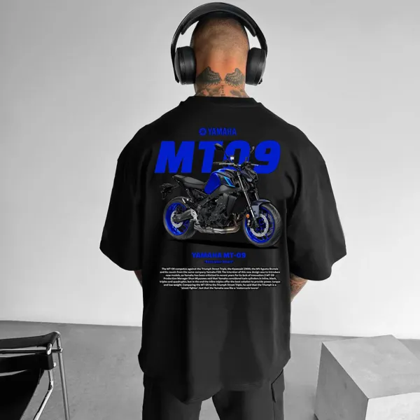 Men's Black Loose Casual Racing Style Short-sleeved T-shirt - Ootdyouth.com 