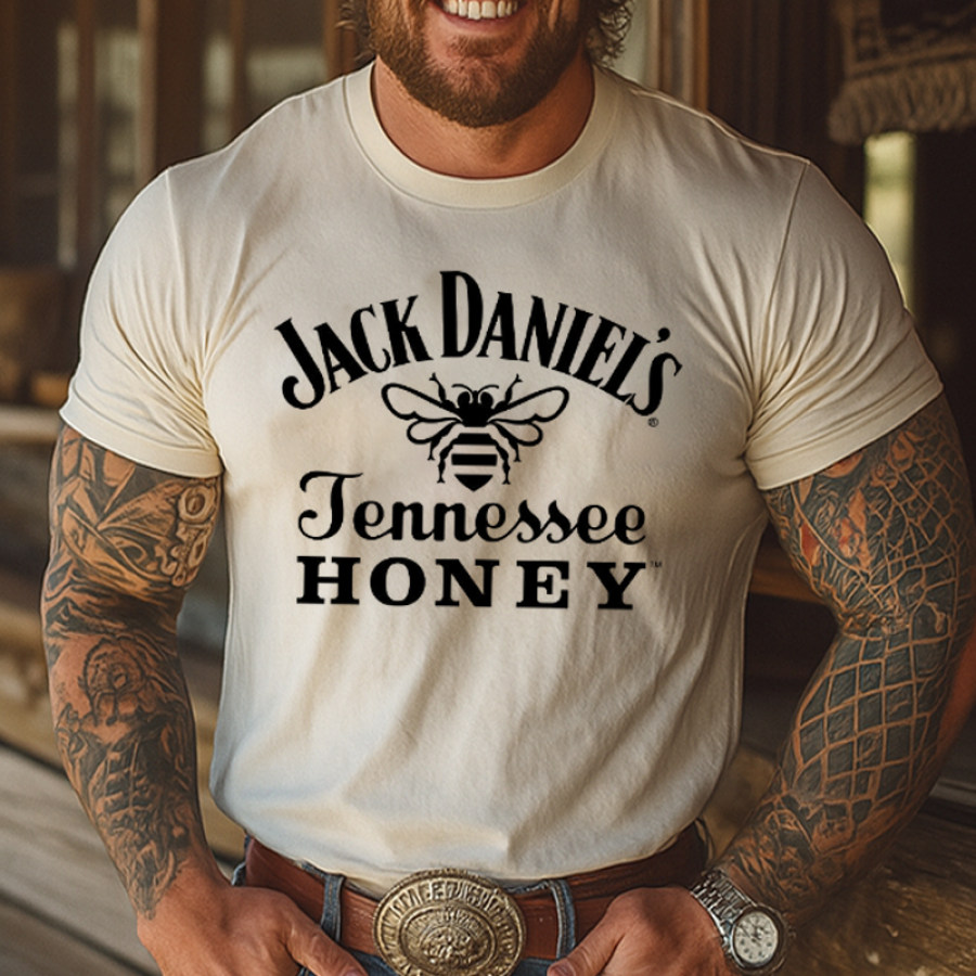 

Casual Cowboy Tee With Honeybee Graphic Design