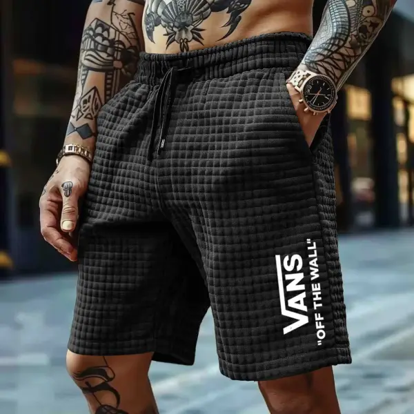 Men's Vintage Plaid Quilted Surfing Elastic Drawstring Walkshort Shorts - Ootdyouth.com 