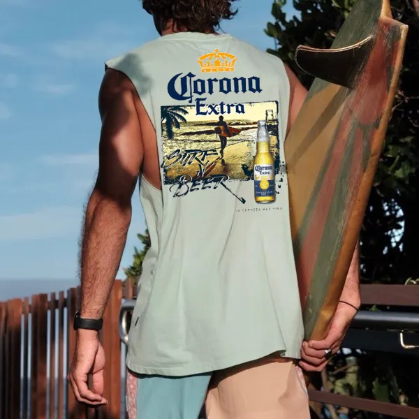 Retro Surf Beer Branded Vest - Ootdyouth.com 